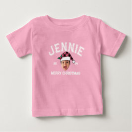 Personalisiert Funny Face Foto Weihnachtsmannmütze Baby T-shirt