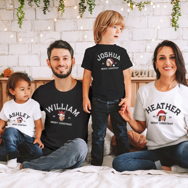 Personalisiert Funny Face Foto Weihnachtsmannmütze T-Shirt (Von Creator hochgeladen)