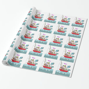 Personalisiert Funny Fishing Cartoon Geschenkpapier
