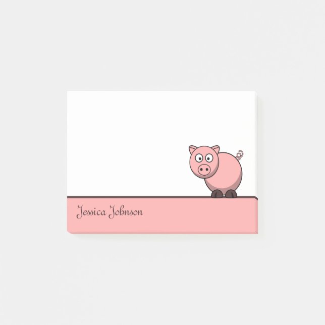 Personalisiert Funny Funny Pink Pig Notizblock (Vorderseite)