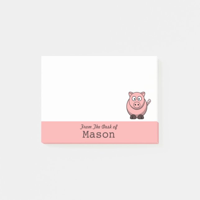 Personalisiert Funny Funny Pink Pig Post-it Klebezettel (Vorderseite)