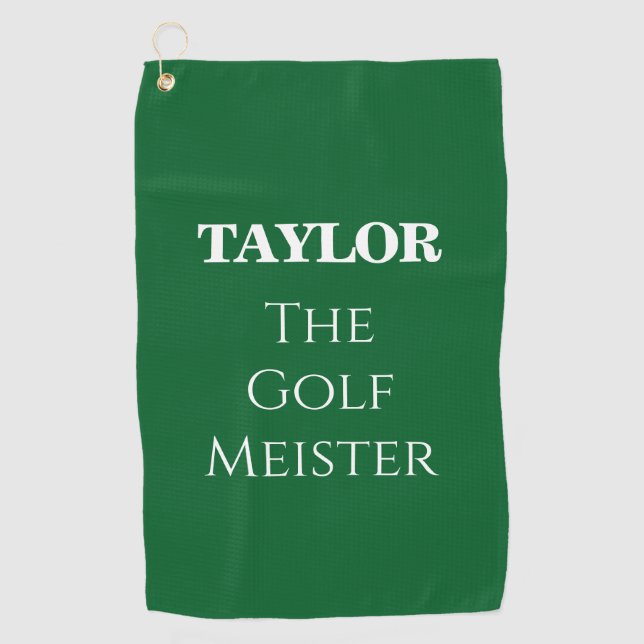 Personalisiert Funny Golf Meister Zitat Green Golfhandtuch (Vorderseite)