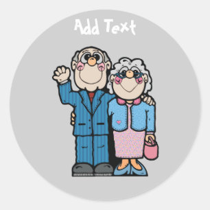 Personalisiert Funny Grandparent Cartoon Runder Aufkleber