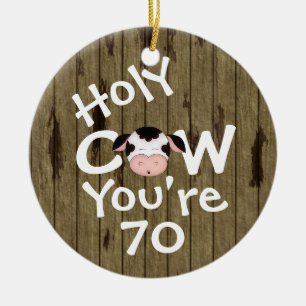 Personalisiert Funny Heilige Kuh 70. Geburtstag Hu Keramik Ornament