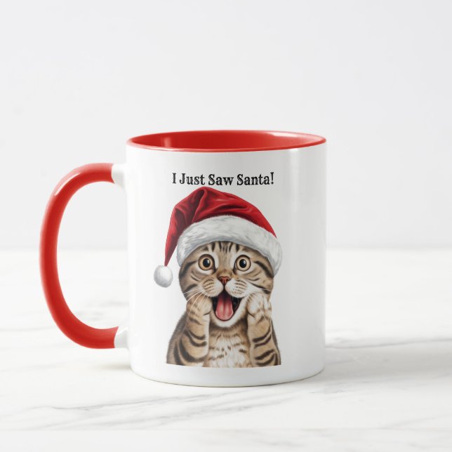 Personalisiert Funny Kitty Cat Weihnachtszeit Tass Tasse (Links)