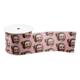 Personalisiert Funny Pink Custom Face Foto Girl Satinband