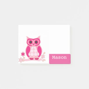 Personalisiert Funny Pink Owl Post-it Klebezettel