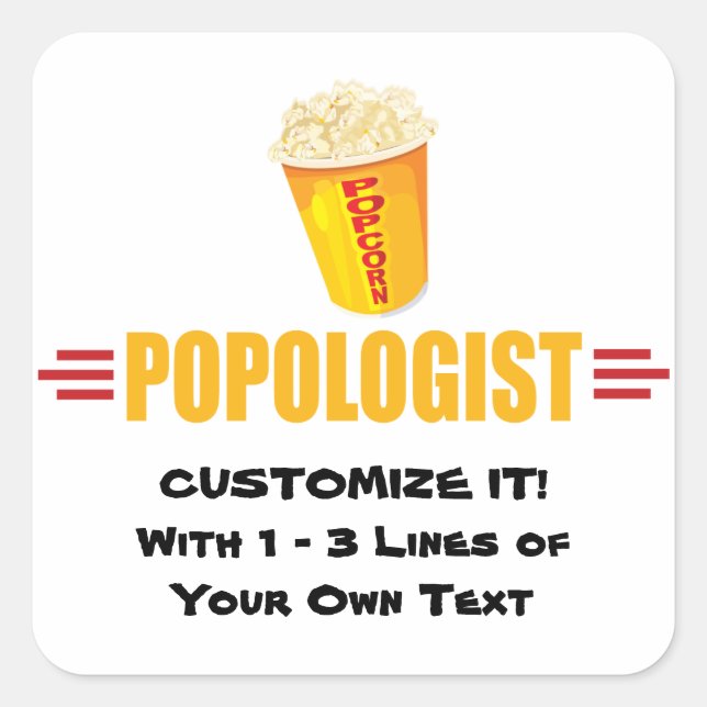 Personalisiert Funny Popcorn Quadratischer Aufkleber (Vorderseite)