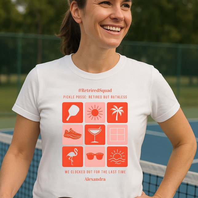 Personalisiert Funny Remüde Squad Pickleball T-Shirt (Von Creator hochgeladen)
