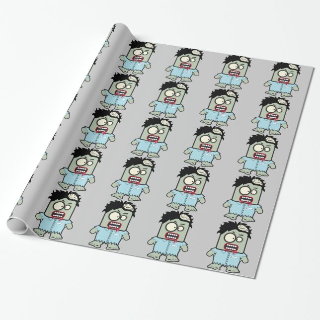 Personalisiert FUNNY ZOMBIE Cartoon Geschenkpapier (Ungerollt)