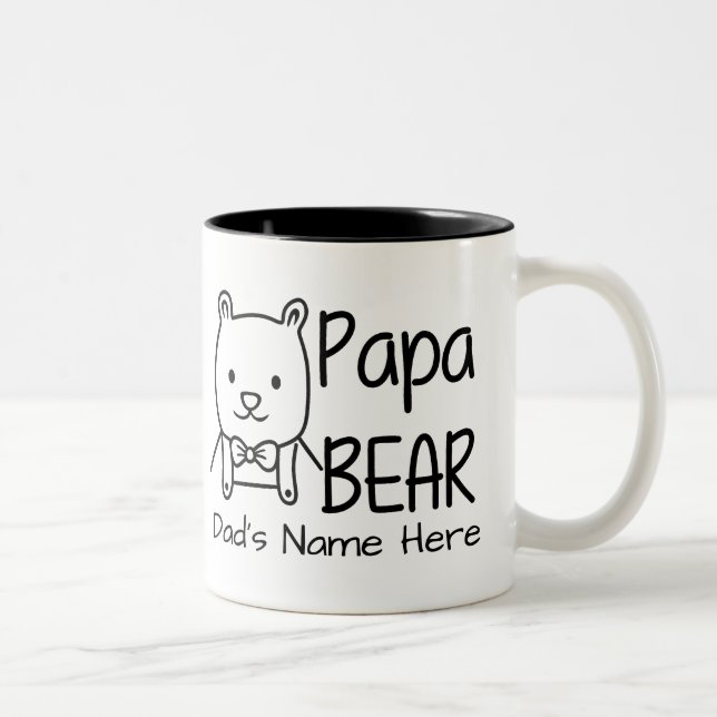 Personalisiert für den Vater, Black Papa Bear, bei Zweifarbige Tasse (Rechts)