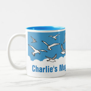 Personalisiert für den Vogelschwarm Zweifarbige Tasse