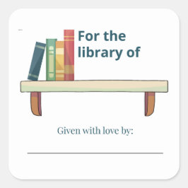 Personalisiert für die Bibliothek von Namensschild Quadratischer Aufkleber