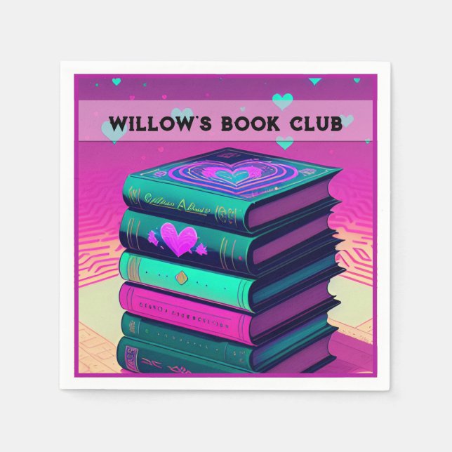 Personalisiert für die Liebe der Bücher rosa Serviette (Vorderseite)