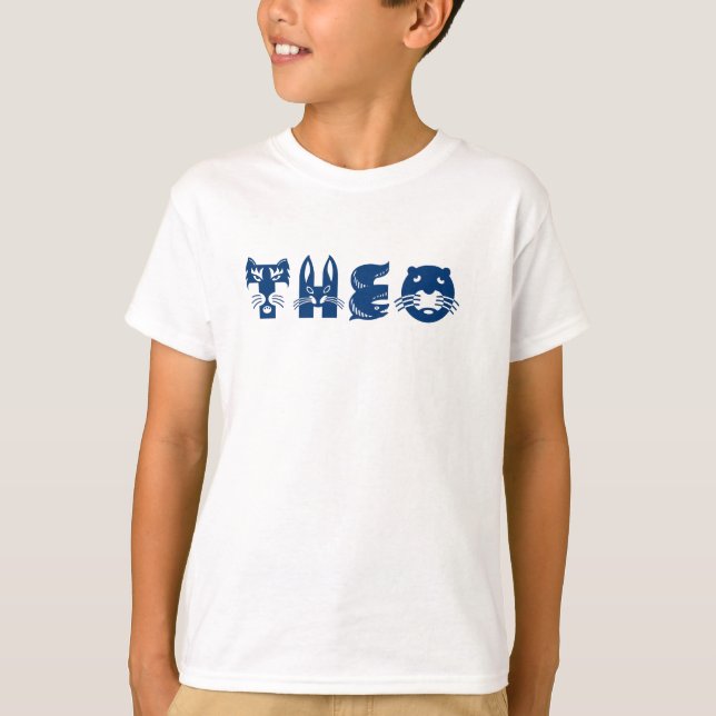 Personalisiert für ein Kind namens Theo T-Shirt (Vorderseite)
