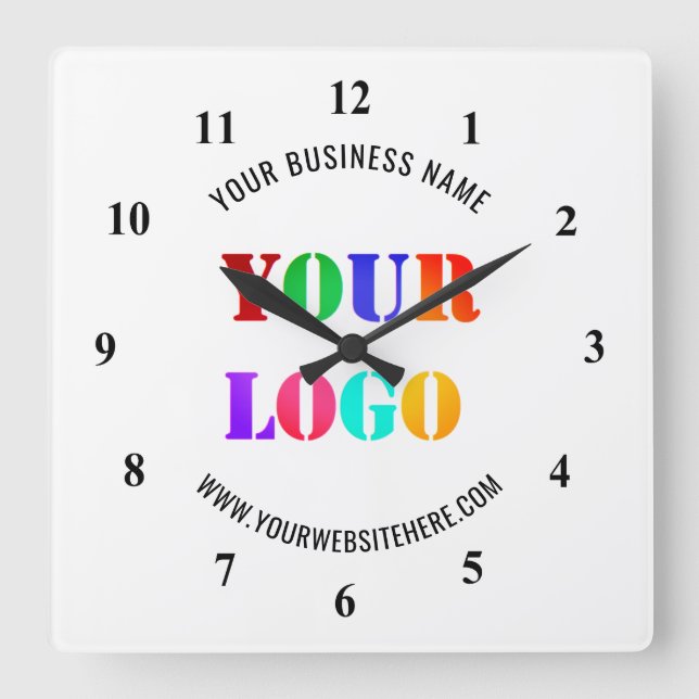 Personalisiert für Ihr Logo-Werbegeschäft Quadratische Wanduhr (Vorderseite)