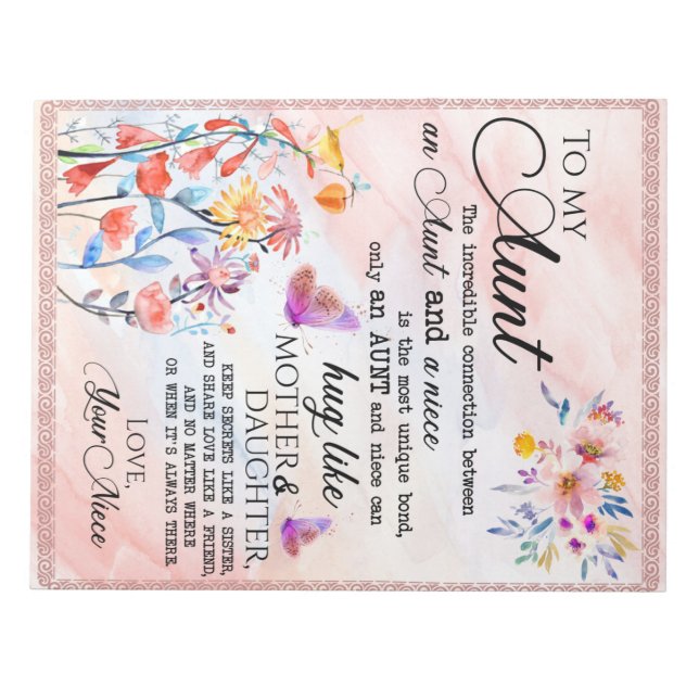 Personalisiert für meine Tante aus Niece Notizblock (Vorderseite)