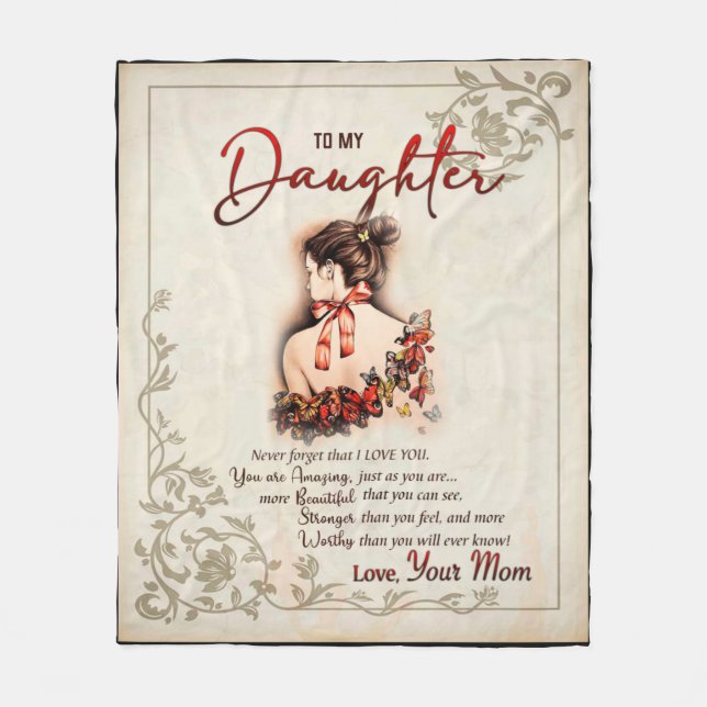Personalisiert für meine Tochter von Mama Butterfl Fleecedecke (Vorderseite)