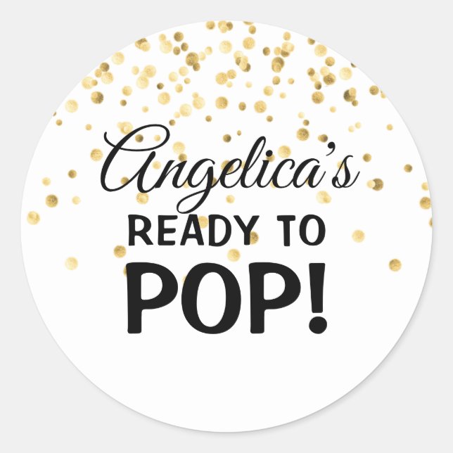 Personalisiert für Pop bereit Babydusche Weiß Runder Aufkleber (Vorderseite)