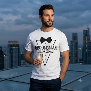 Personalisiert für Trauzeuge mit Bow-Krawatte T-Shirt