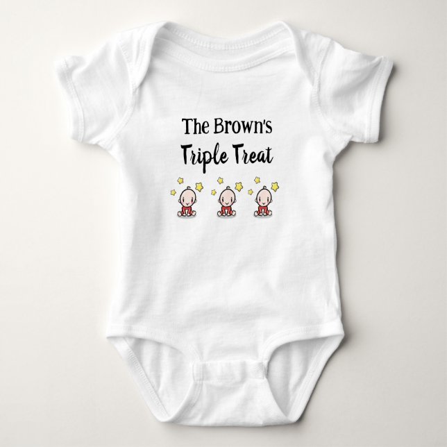Personalisiert für Triplets, Triplets-Geschenkidee Baby Strampler (Vorderseite)