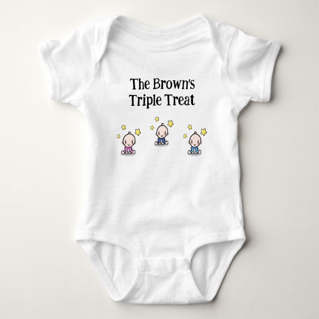 personalisiert für Triplets, Triplets-Geschenkidee Baby Strampler (Vorderseite)