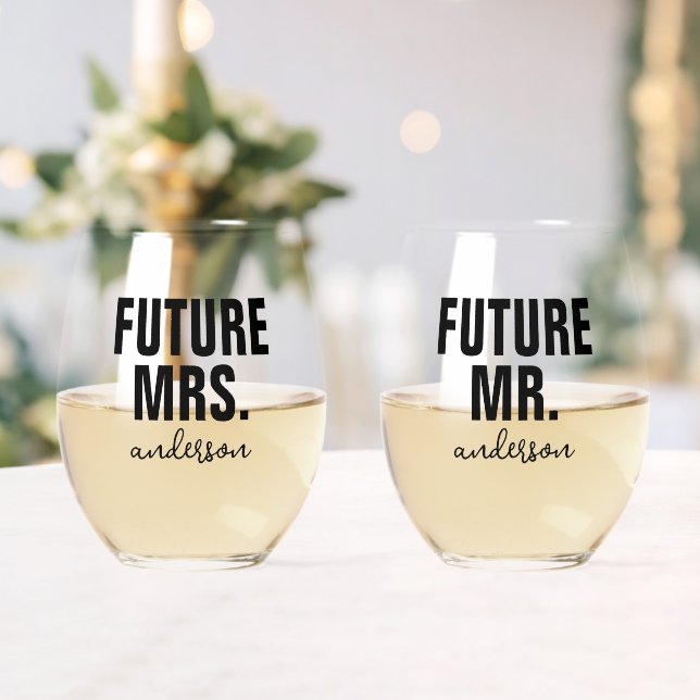 Personalisiert Future Mr. und Mrs. Name Wedding Weinglas Ohne Stiel (Insitu (Hochzeit))