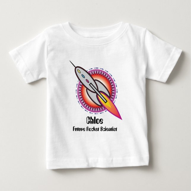 Personalisiert Future Rocket Scientist Baby T-shirt (Vorderseite)