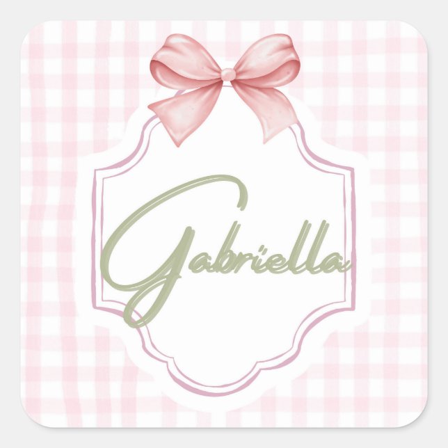 Personalisiert Gabriella Baby Girl Kinderzimmer Bo Quadratischer Aufkleber (Vorderseite)
