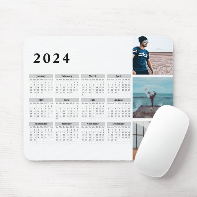Personalisiert Gallery 2024 Kalender, Bold Mousepad (Mit Mouse)