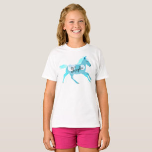 Personalisiert Galloping Turquoise Pony Tshirt