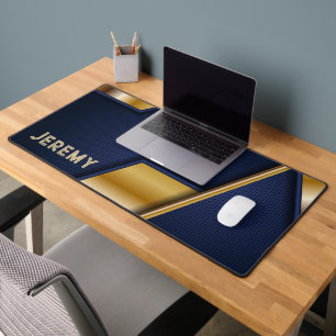 Personalisiert Gamer Blue Gold Abstrakt Schreibtischunterlage