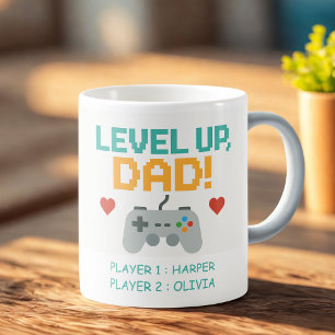 Personalisiert Gamer Vater Level-Up-Vater mit Pl Kaffeetasse