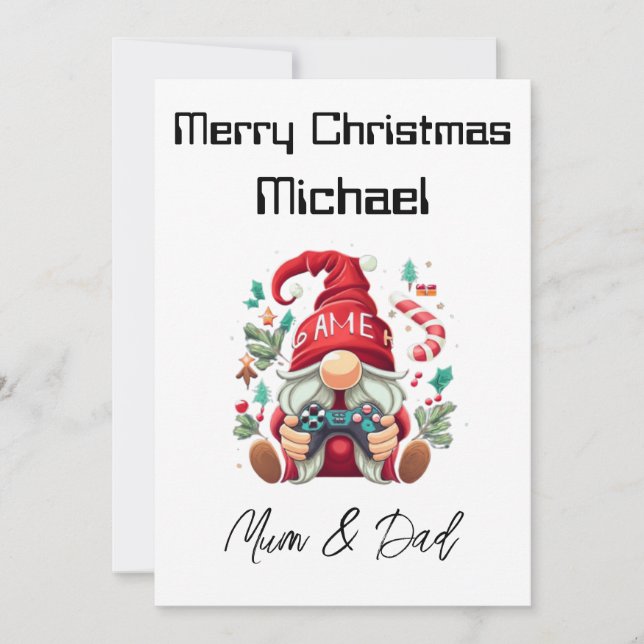 Personalisiert Gamer Weihnachtskarte Feiertagskarte (Vorderseite)