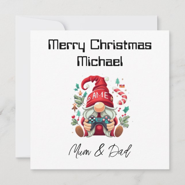 Personalisiert Gamer Weihnachtskarte Feiertagskarte (Vorderseite)