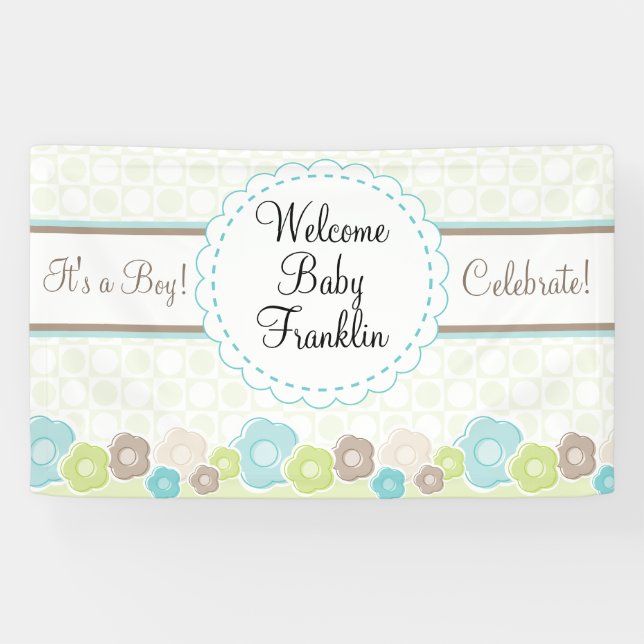 Personalisiert Garden Boys Baby Showbanner Banner (Horizontal)