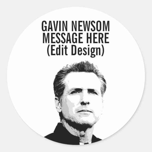 Personalisiert Gavin Newsom Runder Aufkleber (Vorderseite)