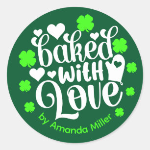 Personalisiert gebacken mit Liebe Irish Backen Runder Aufkleber
