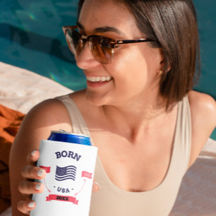 Personalisiert Geboren in den USA Patriotic Can Co Dosenkühler