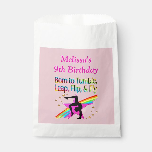 PERSONALISIERT GEBOREN ZU TUMBLE GYMNAST-GEGENSTÄN GESCHENKTÜTCHEN (Vorderseite)
