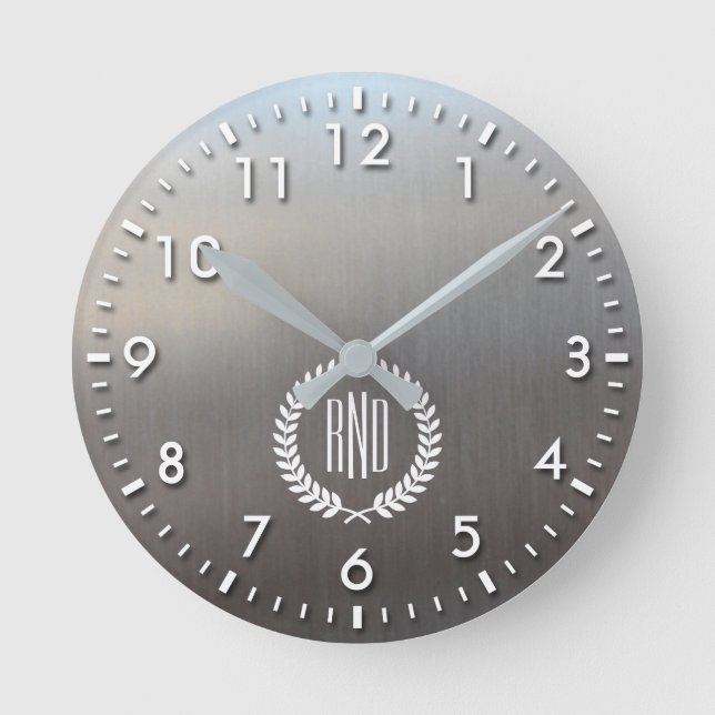 Personalisiert gebürstetes Metall aus Aluminium Runde Wanduhr (Vorderseite)