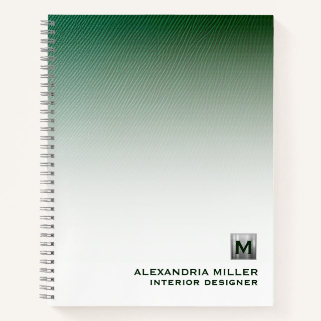 Personalisiert gebürstetes Silbermonogramm Notizbuch (Vorderseite)