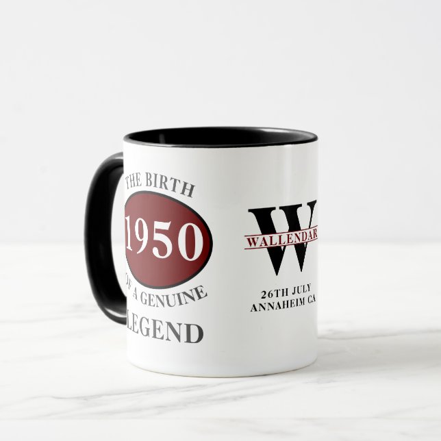Personalisiert Geburtstag 1950 Elegant Monogram Le Tasse (Vorderseite Links)