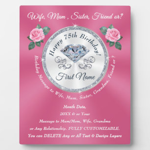 Personalisiert, Geburtstagsgeschenk für die 75-jäh Fotoplatte