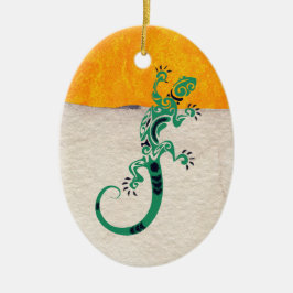 Personalisiert Gecko Lizard on Stone and Stucco Keramik Ornament