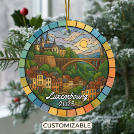 Personalisiert gehärtetes Glas Luxemburg, Europa Keramik Ornament