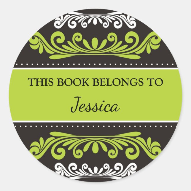 Personalisiert gehört dieses Buch zu Green Runder Aufkleber (Vorderseite)