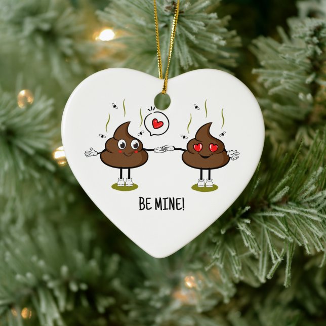 Personalisiert Gekackt Emoji Liebe Couple Keramik Ornament (Baum)