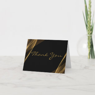 Personalisiert geklapptes Schwarz und Gold Danke-K Dankeskarte