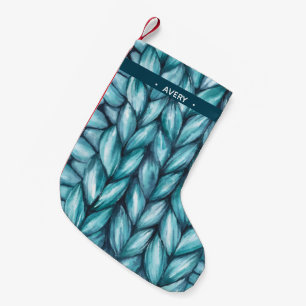 Personalisiert geknetetes Aquarellblau Kleiner Weihnachtsstrumpf